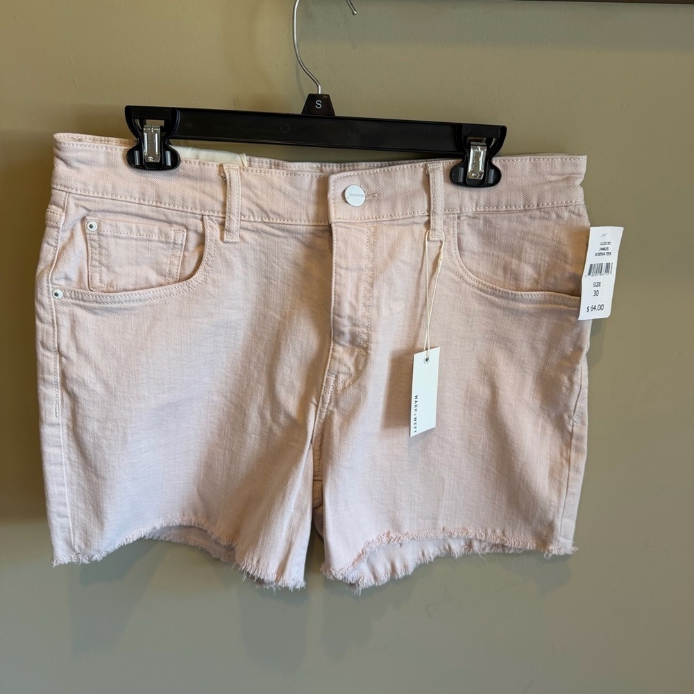 WARP + WEFT Kona high rise jean shorts size women’s 10/30 pale pink